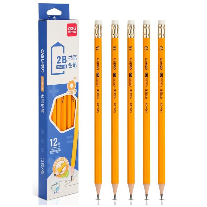 Bút chì 2B Deli S956-2B vàng (12 cái/hộp)