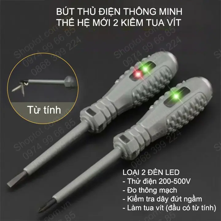 Bút thử điện thông minh thế hệ mới tua vít từ tính, kiểm tra pha, đo thông mạch, kiểm tra dây đứt ngầm