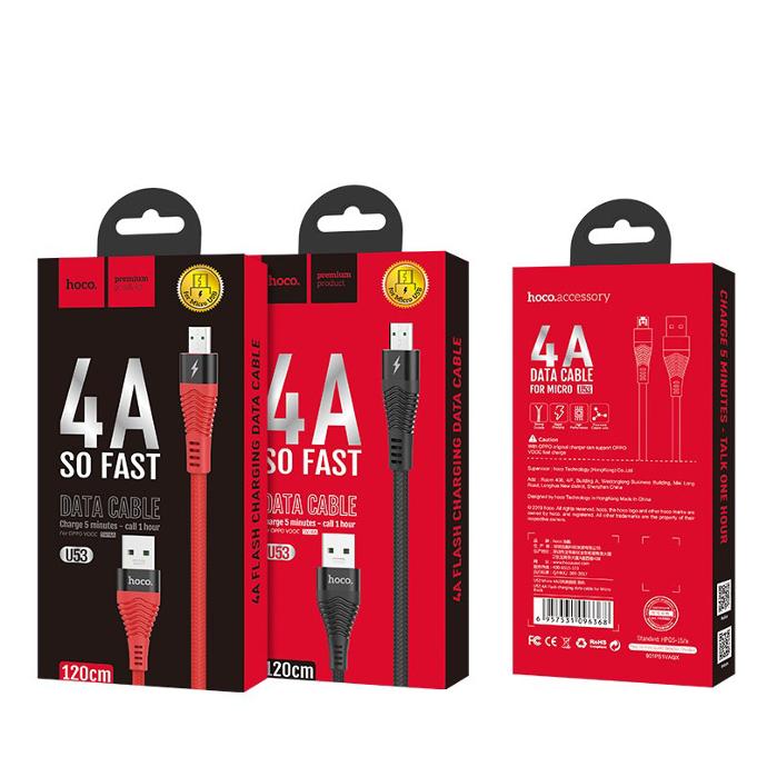 Cáp sạc nhanh Hoco U53 Micro 1.2m, 4A