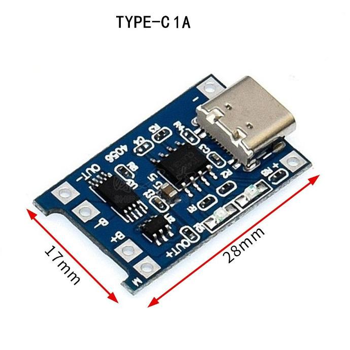 Bảng sạc type c 1A P4056:18650 3.7v 3.6V 4.2V pin lithium