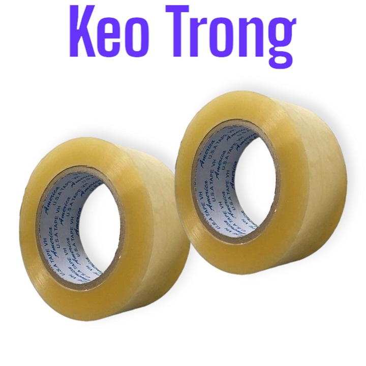 1 cuộn băng keo  USA 200y  lõi 5 li giá rẻ trong đục dán thùng loại 1 cây 2kg
