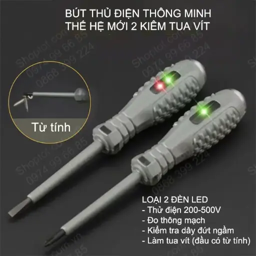 Bút thử điện thông minh thế hệ mới tua vít từ tính, kiểm tra pha, đo thông mạch, kiểm tra dây đứt ngầm