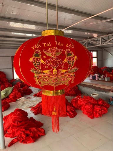 [WHNR0011267] Đèn lồng vải nhung CHỮ TIẾNG VIỆT chưng tết, lồng đèn tết ,lồng đèn nhung đỏ, lồng đèn màu đỏ 80cm đường kính 55cm